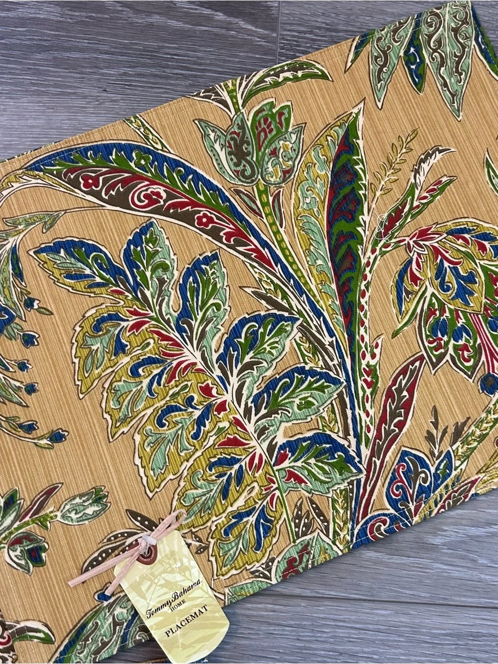 Tommy Bahama Placemats (4) Cayo Vista Gold Tropical Floral & (2) Napkins NWT